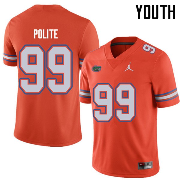 Jordan Brand Youth #99 Jachai Polite Florida Gators College Football Jersey Orange